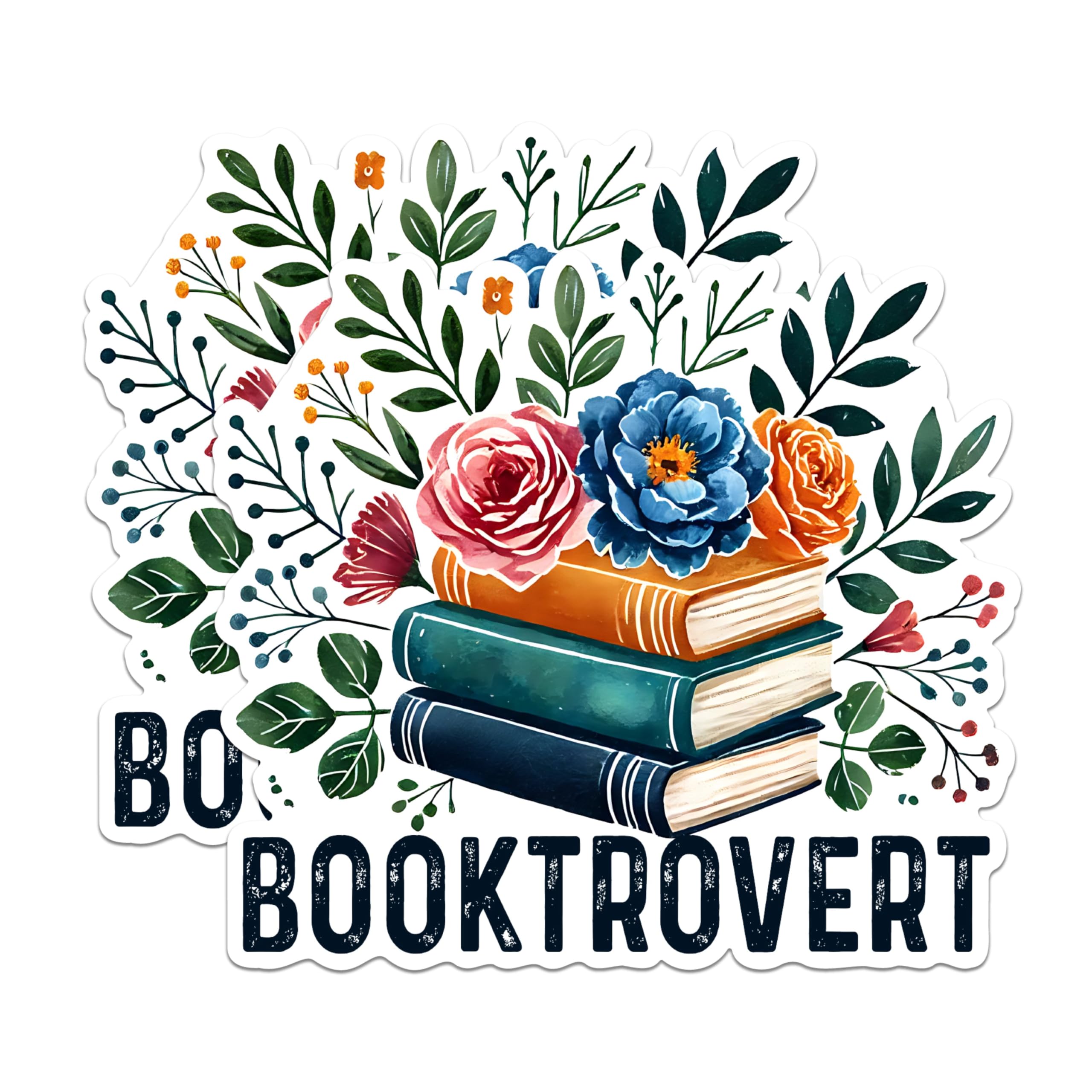 (2 Pack) Booktrovert Magnets - Floral Book Lover Magnets - Bookworm Magnets for Readers- 5" On Longest Side - for Fridges, Toolboxes, Cars - Made in USA - MAG2756