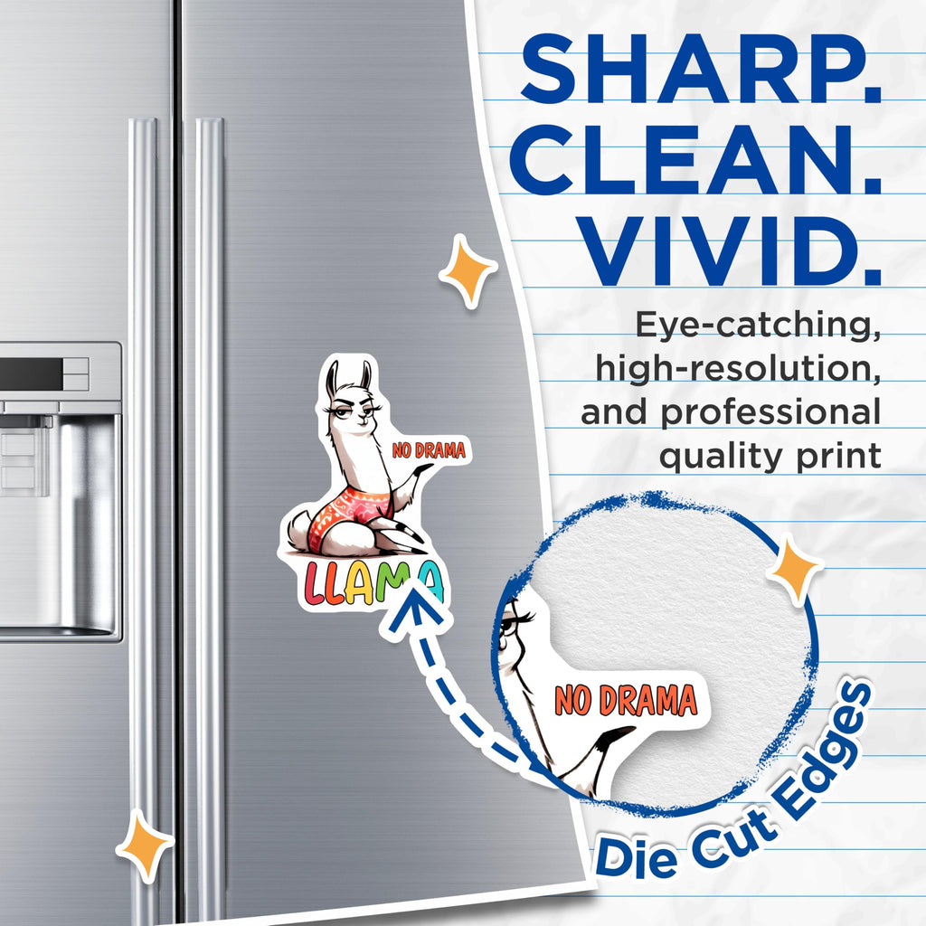 (2 Pack) Llama Magnets - Funny Animal Decor - No Drama Alpaca Fridge Magnets - 5" On Longest Side - Premium Magnet - for Cars, Refrigerators, Toolboxes, Lockers - Made in USA - MAG16611