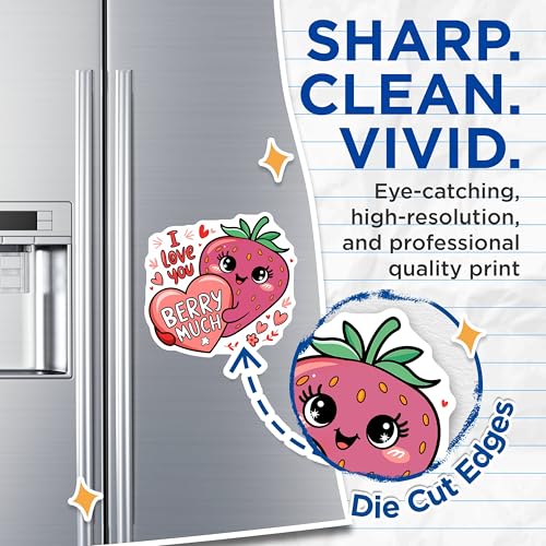 (2 Pack) I Love You Berry Much Magnets - Cute Strawberry Cartoon Magnets - Adorable Fruit Magnets for Fridge - 5" On Longest Side - for Cars, Refrigerators, Toolboxes, Lockers - Made in USA BMCS3500