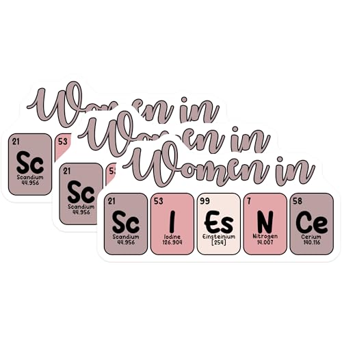 (3 Pack) Women in Science Decals - Periodic Table Decal - STEM Decals - 3 Inches On Longest Side - Easy Peel & Apply - Made in USA - 3MCS6790