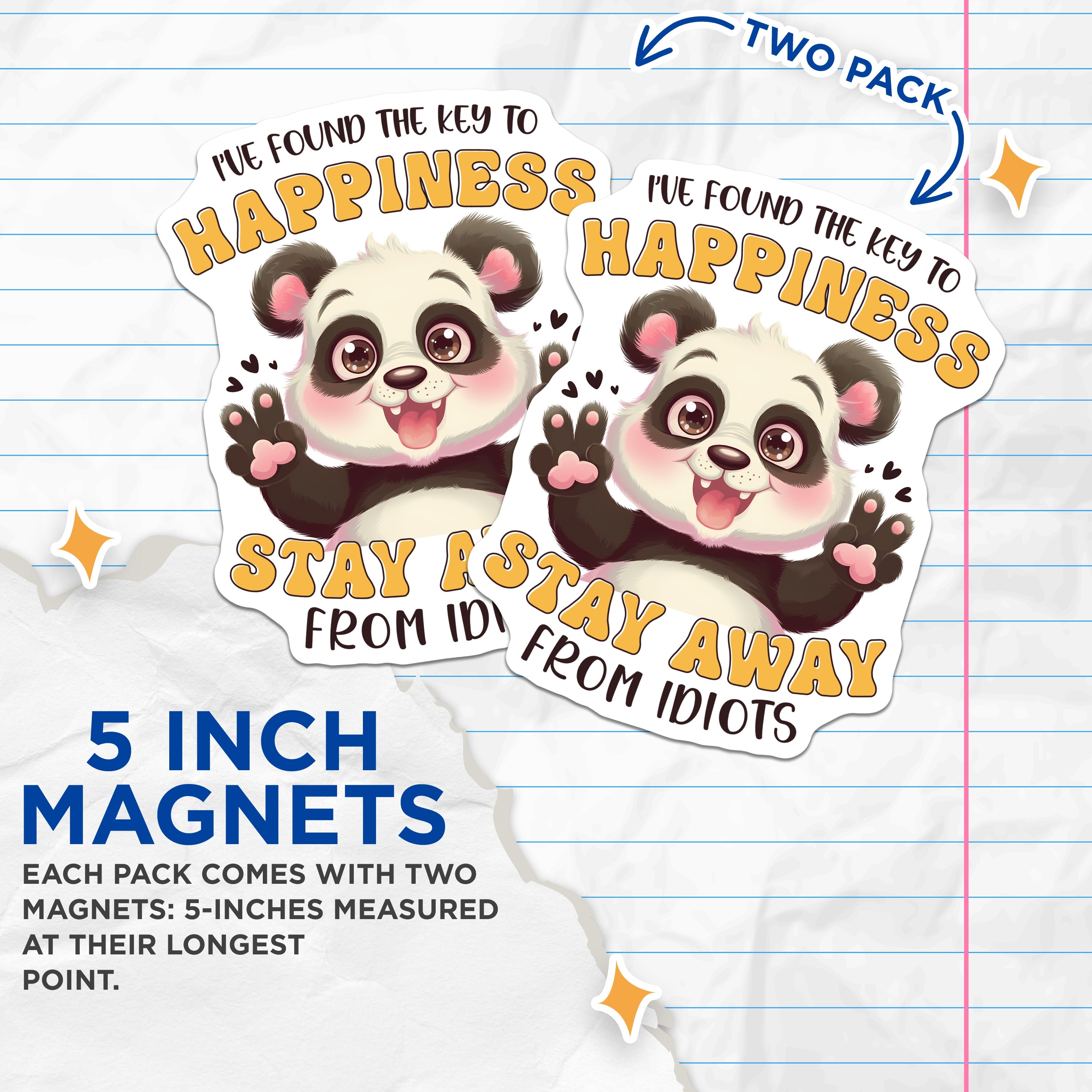 (2 Pack) Funny Panda Magnets - Sarcastic Quote Fridge Magnets - Introvert Humor Office Decor - Cute Animal Fridge Magnets - 5" - Durable Magnet - Made in USA - MAG38375