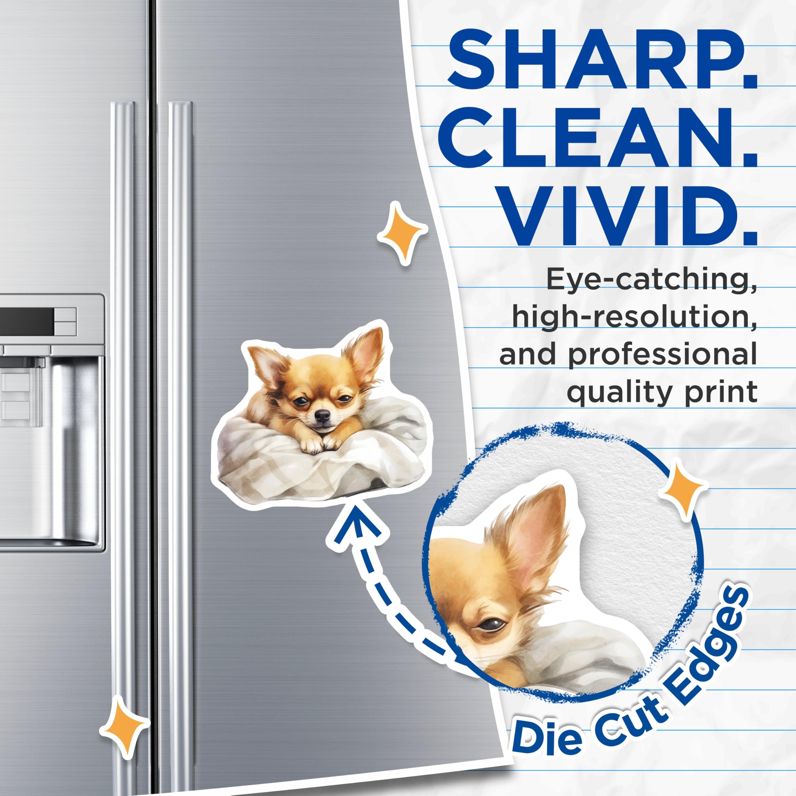 (2 Pack) Chihuahua Magnets - Cute Dog Breed - Fridge Decor - 5" On Longest Side - Premium Magnet - for Cars, Refrigerators, Toolboxes, Lockers - Made in USA - MAG16871