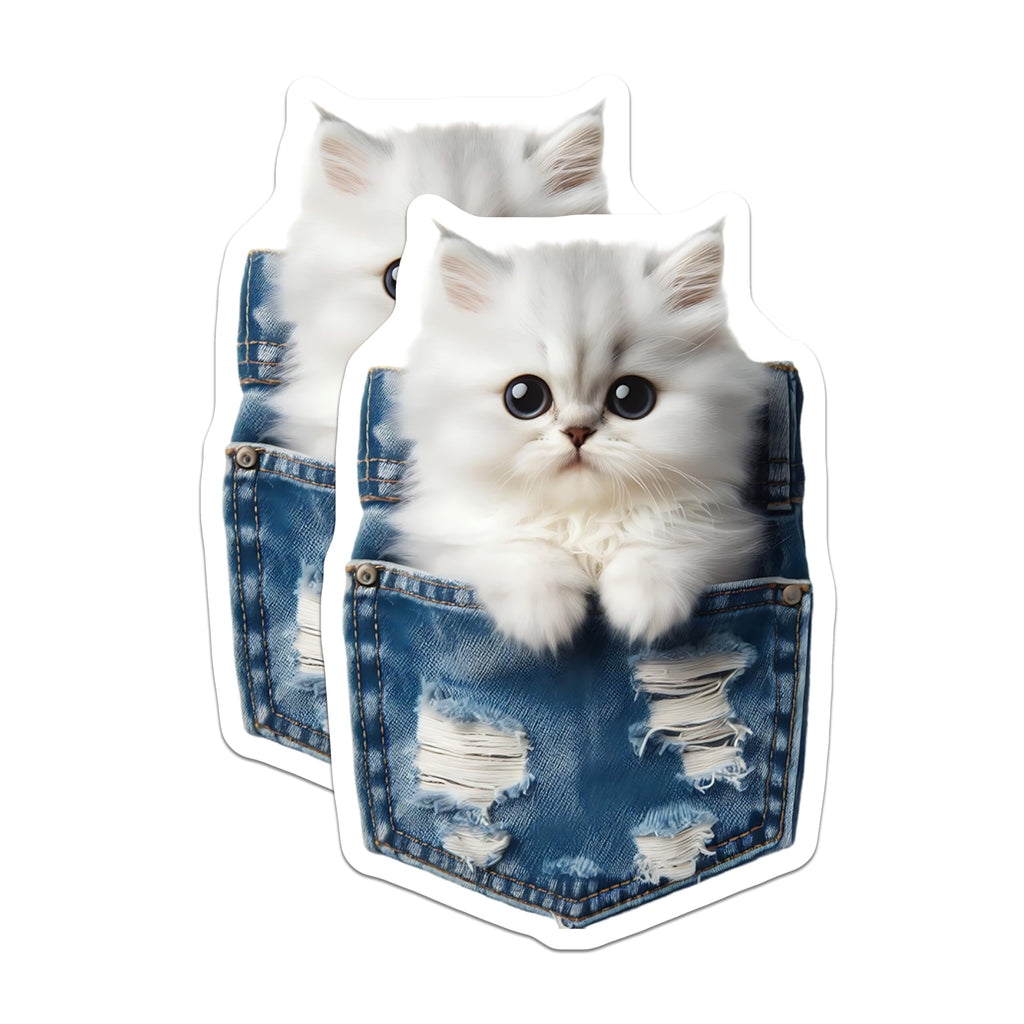 (2 Pack) Kitten in Pocket Magnets - Cute Cat Decor - Refrigerator Magnets - 5" On Longest Side - Premium Magnet - for Cars, Refrigerators, Toolboxes, Lockers - Made in USA - MAG15360