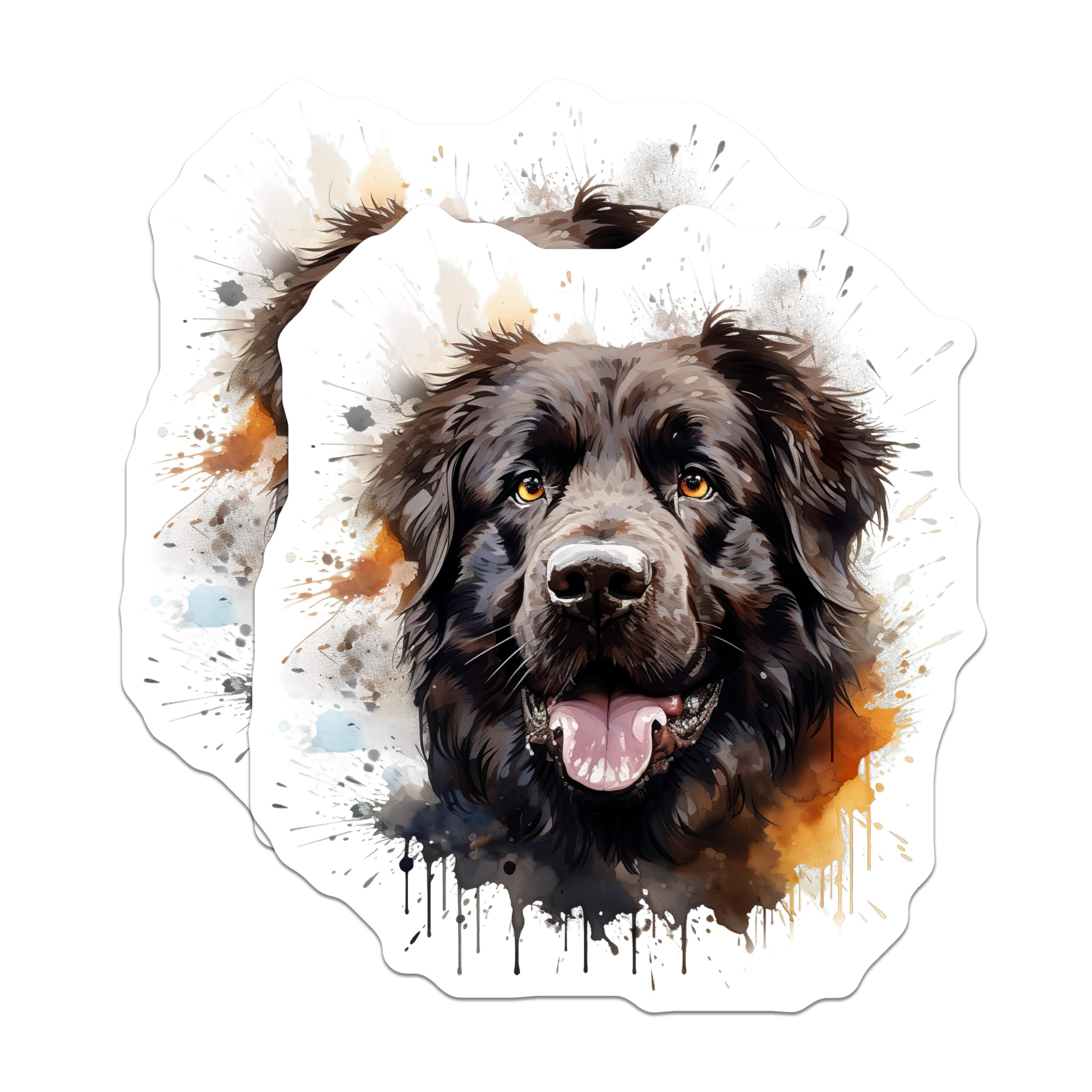 (2 Pack) Newfoundland Dog Magnets - Watercolor Newfie Art - Dog Lover Kitchen Decor - 5 Inches On Longest Side - Thick Durable Magnet - Made in USA - MAG28030