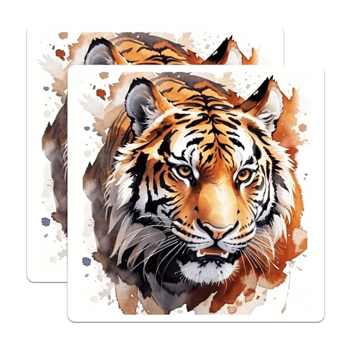 (2 Pack) Tiger Art Magnets Magnets - Animal Lover Home DÃƒÂ©cor - Wildlife Enthusiast - 5" On Longest Side - Made in USA - Sticks to Refrigerators & Metal Surfaces - MAG8708