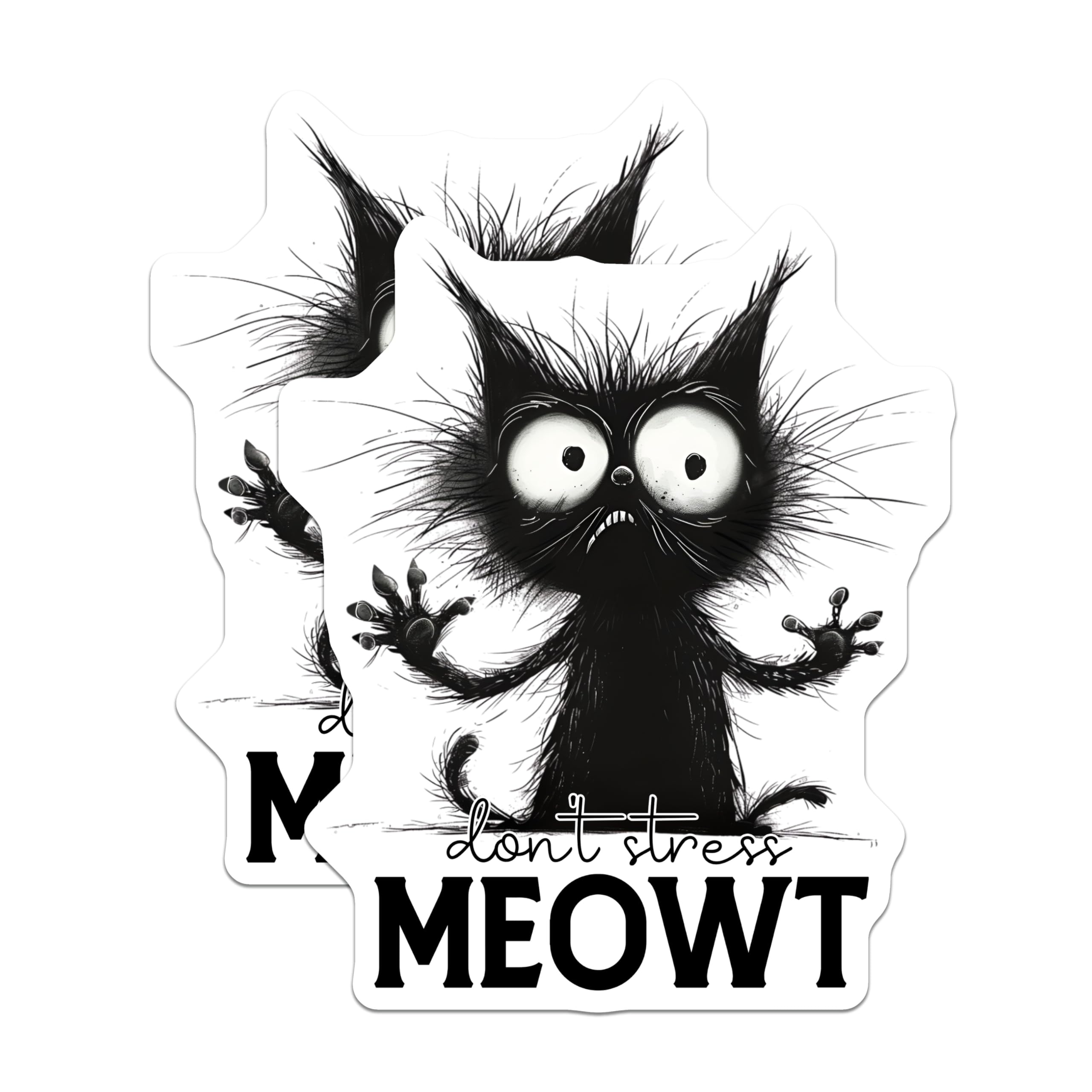 (2 Pack) Crazy Cat Lady Magnets - Funny Black Cat - Don't Stress Meowt Refrigerator Decor - 5" On Longest Side - Premium Magnet - for Cars, Refrigerators, Toolboxes, Lockers - Made in USA - MAG14598