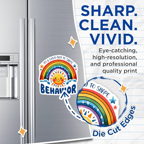 (2 Pack) Rainbow Sun Magnets - Motivational Quote Magnets - Bright Colorful Magnets - 5" On Longest Side - for Cars, Refrigerators, Toolboxes, Lockers - Made in USA BMCS3170