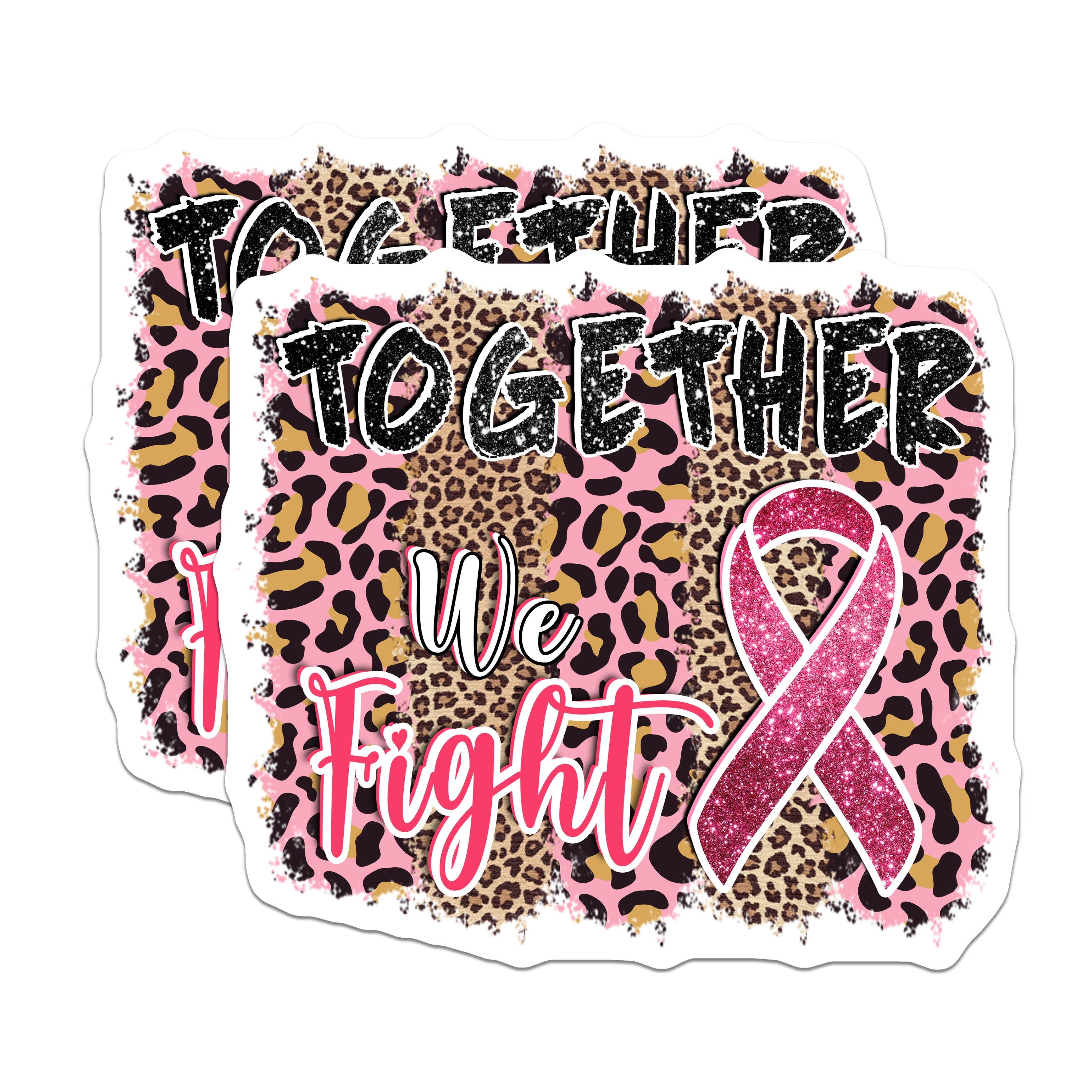 (2 Pack) Breast Cancer Awareness Magnets - Together We Fight - Pink Ribbon Survivor Support - 5 Inches On Longest Side - Thick Durable Magnet - Made in USA - MAG36125