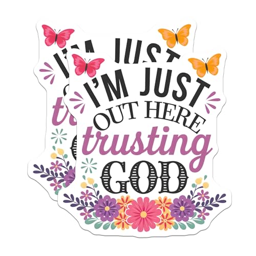 (2 Pack) Inspirational Faith Stickers - Motivational Trusting God - Religious Quotes - 5" On Longest Side - Sticks to Smooth Flat Surfaces - Made in USA - BMCS6846