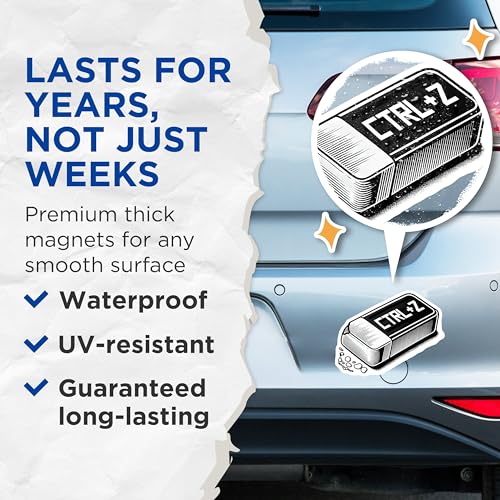 (2 Pack) CTRL Z Magnets - Computer Geek Decor - Office Desk Accessories - 5" On Longest Side - for Cars, Fridges, Toolboxes - Made in USA - MAG7427