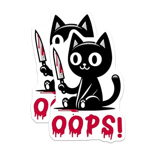 (2 Pack) Cat Lover Magnets - Funny Black Cat - 5" On Longest Side - for Cars, Fridges, Toolboxes - Made in USA - MAG7350