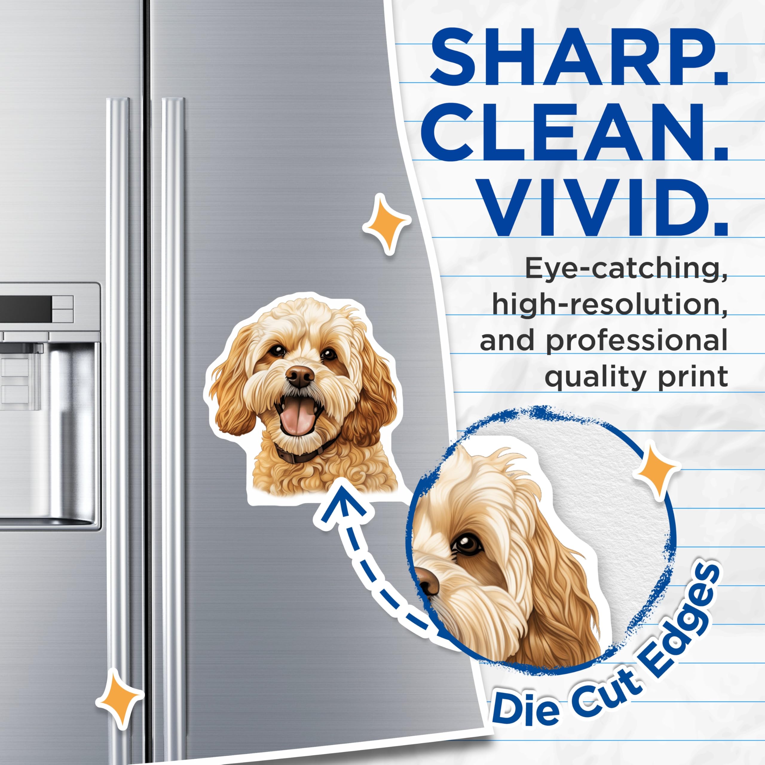 (2 Pack) Cavapoo Cockapoo Magnets - Cute Dog Lover Pet Parent Refrigerator Decor - Puppy Illustration Home Office - 5 Inches On Longest Side - Thick Durable Magnet - Made in USA - MAG25381