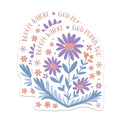 (2 Pack) Bloom Where You are Planted Stickers - Floral Quote Sticker - Inspirational Flower Stickers 5" On Longest Side - Sticks to Smooth Flat Surfaces - Made in USA - BMCS12960