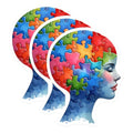 (3 Pack) Puzzle Head Decals - Mental Health - Mind Jigsaw Sticker- 3 Inches On Longest Side - Easy Peel & Apply - Made in USA - 3MCS5730