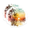 (2 Pack) Tropical Sunset Magnets - Beach Scene Decor - Ocean Lover Aesthetic - Summer Vacation Art - 5 Inches On Longest Side - Thick Durable Magnet - Made in USA - MAG30736