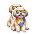 (2 Pack) Pride Dog Stickers - Rainbow Bandana Dog - Cute Dog with Sunglasses Sticker - 5" On Longest Side - Sticks to Smooth Flat Surfaces - Made in USA - BMCS6443
