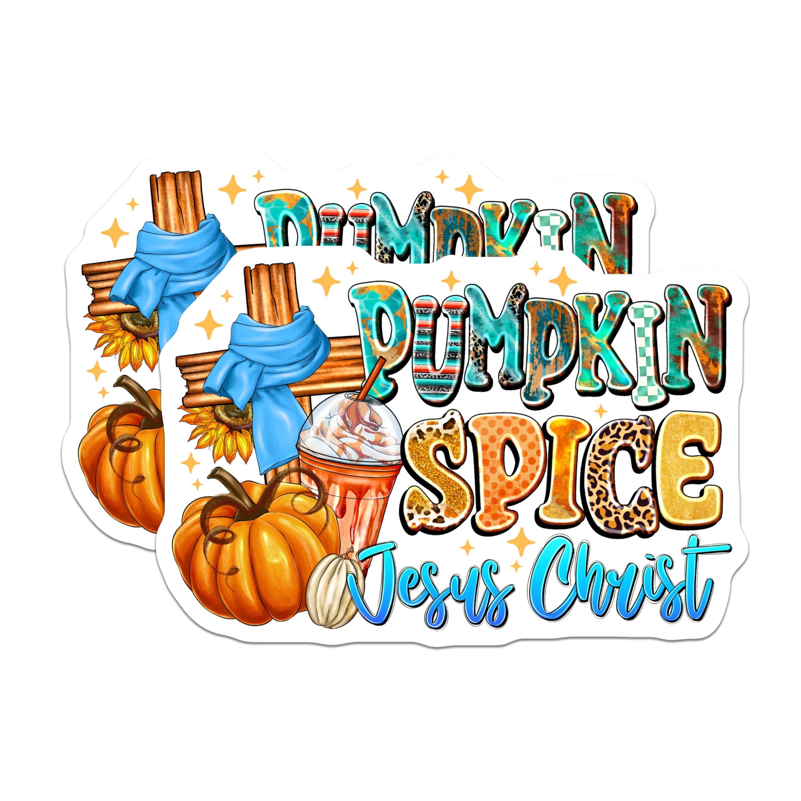 (2 Pack) Pumpkin Spice Jesus Magnets - Christian Autumn Decor - Faith Based Coffee Lover - 5 Inches On Longest Side - Thick Durable Magnet - Made in USA - MAG23448