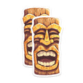 (2 Pack) Tiki Magnets - Traditional Polynesian Tribal Mask Art - Hawaiian Island Refrigerator Decor - 5 Inches On Longest Side - Thick Durable Magnet - Made in USA - MAG21213