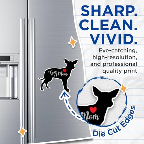 (2 Packs) Toy Mom Dog Breed Magnets - Toy Mom Dog Breed Magnets - 5 Inches On Longest Side - Premium Magnet - for Fridges, Toolboxes, Cars - Made in USA - MAG2541