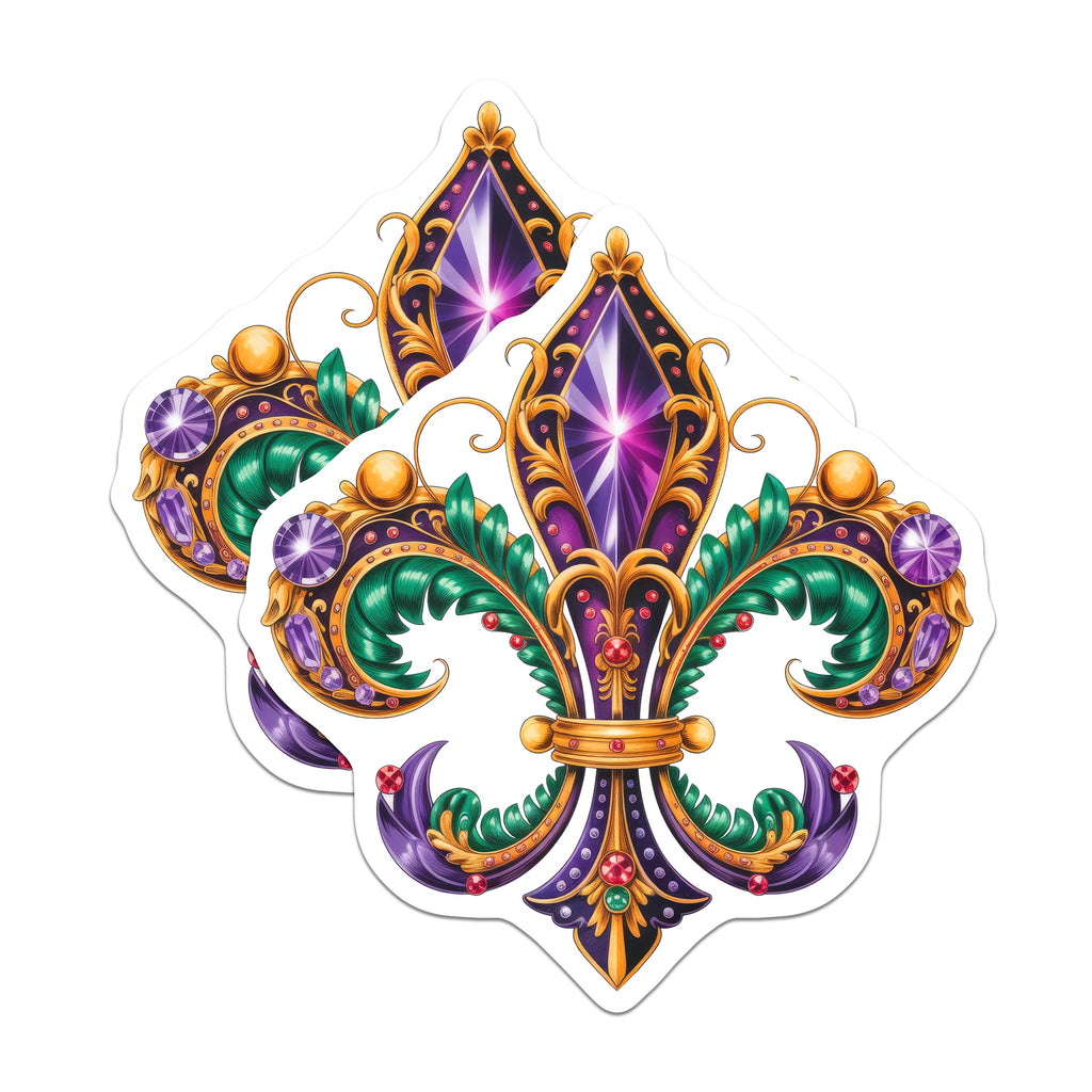 (2 Pack) Fleur de Lis Magnets - Mardi Gras Decor - New Orleans Style - Royal Symbol - Ornate Jewel Design - Louisiana Souvenir - 5" - Durable Magnet - Made in USA - MAG37998