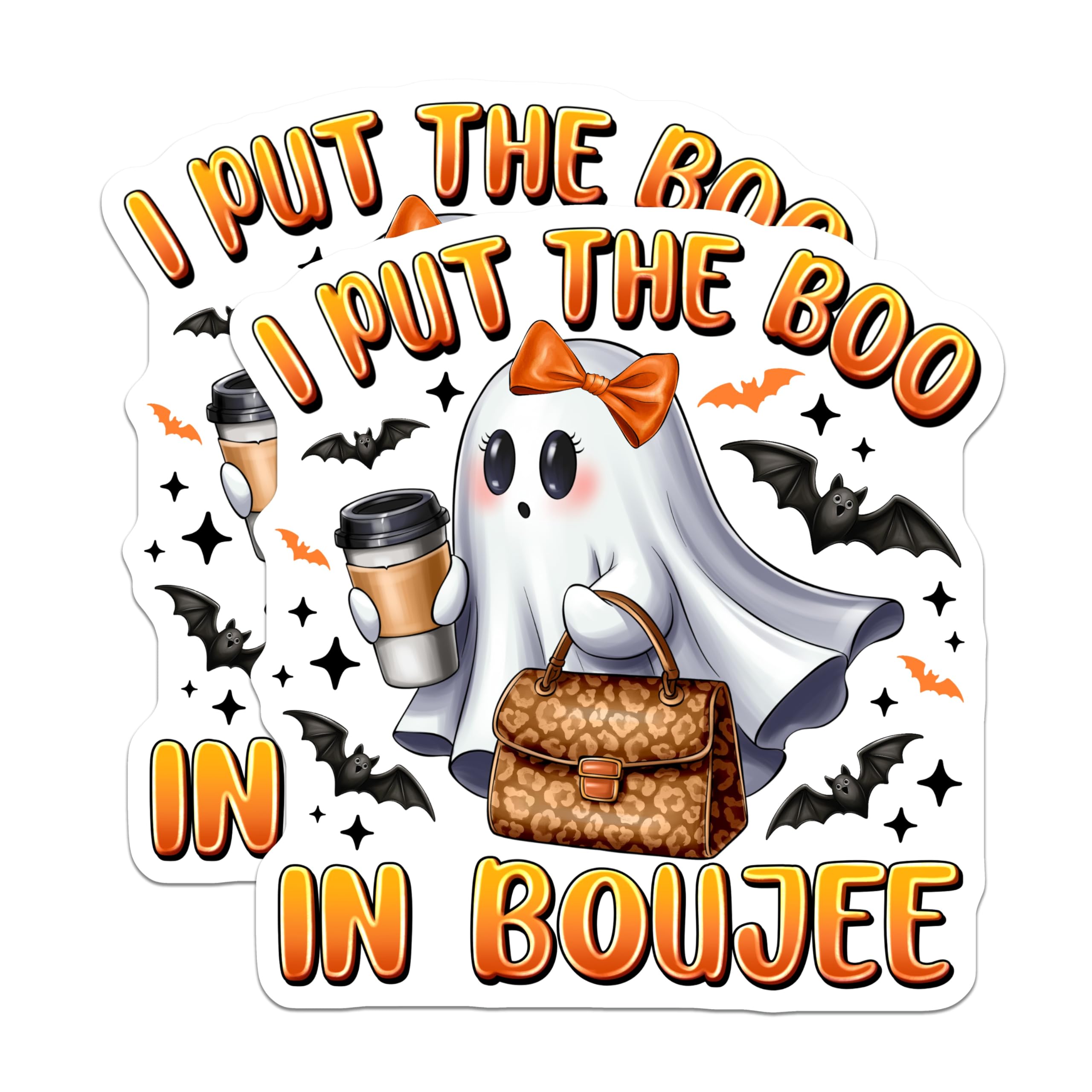 (2 Pack) I Put The Boo in Boujee Magnets - Trendy Ghost Decor - Halloween Coffee Lover - 5 Inches On Longest Side - Thick Durable Magnet - Made in USA - MAG27222