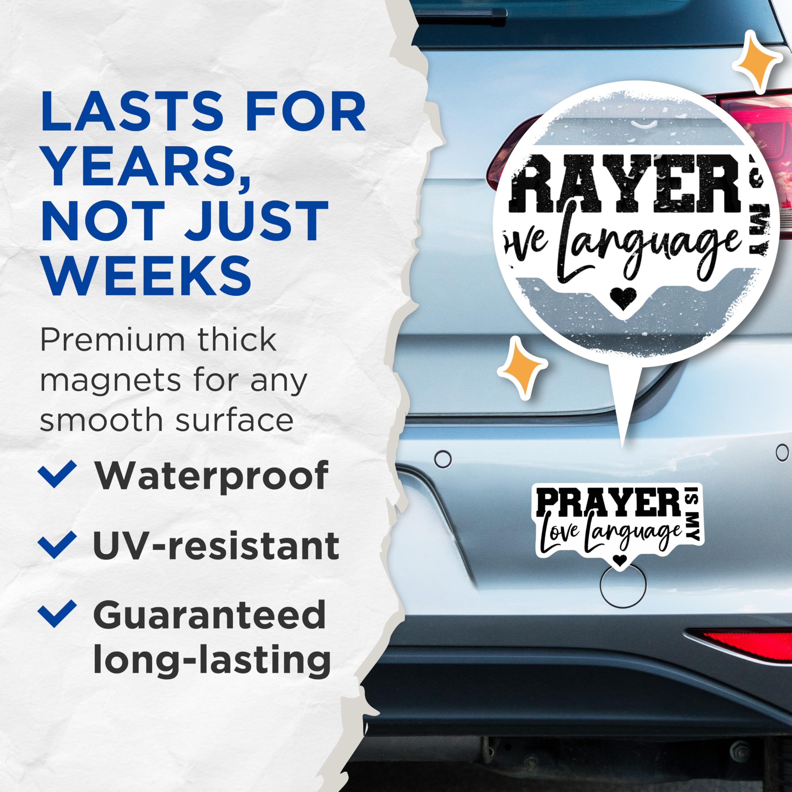 (2 Pack) Prayer is My Love Language Magnets - Inspirational Christian Faith Based Saying - Spiritual Devotion Fridge Magnets - 5 Inches On Longest Side - Thick Durable Magnet - Made in USA - MAG21611