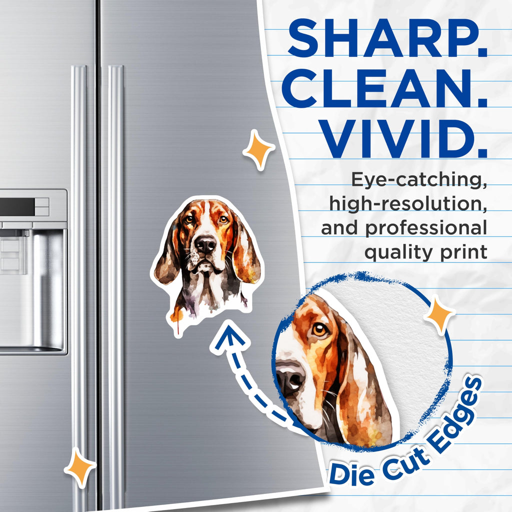 (2 Pack) Beagle Dog Magnets - Watercolor Pet Lover Decor - Hound Breed Fridge Art - Dog Mom Pet Parent - 5 Inches On Longest Side - Thick Durable Magnet - Made in USA - MAG30577