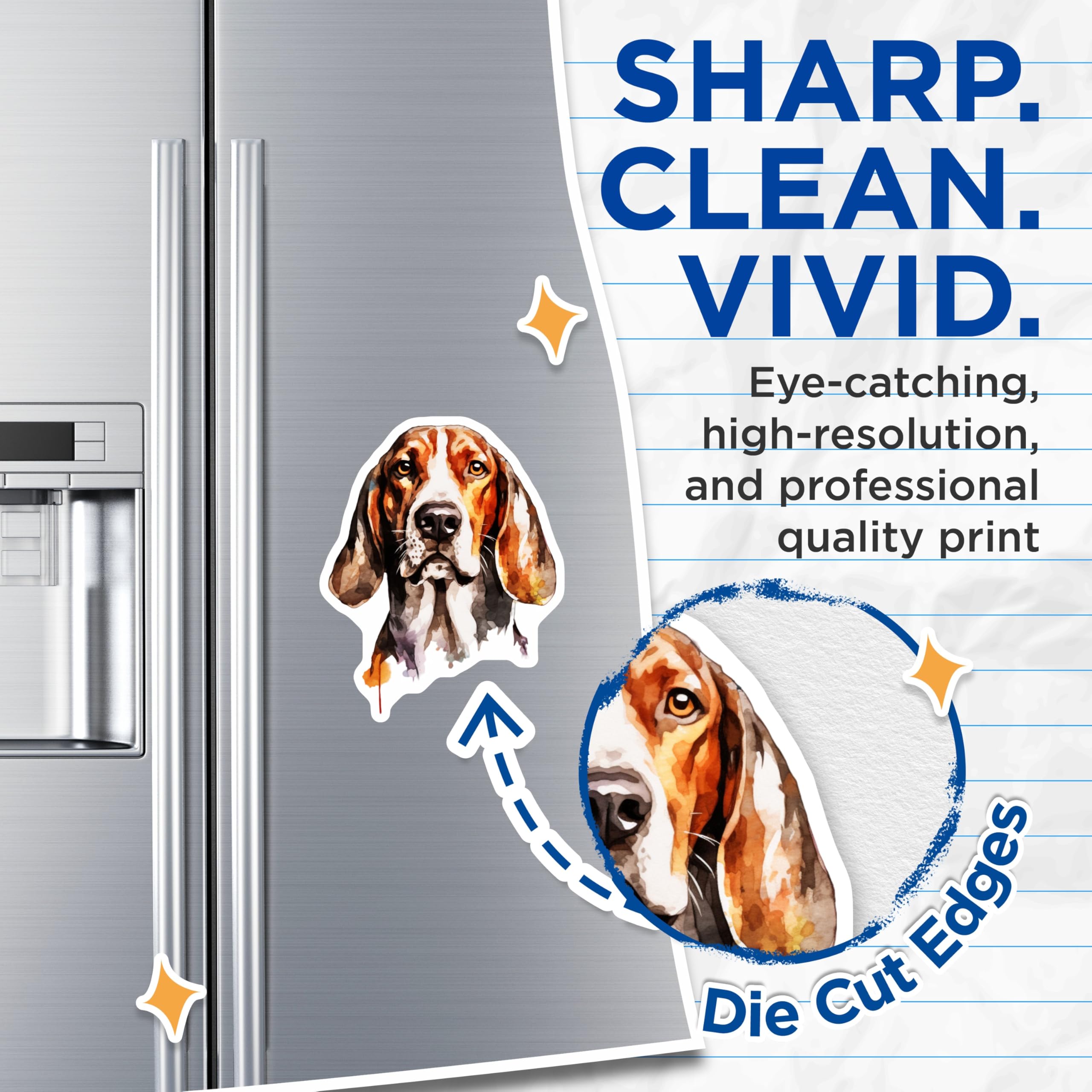 (2 Pack) Beagle Dog Magnets - Watercolor Pet Lover Decor - Hound Breed Fridge Art - Dog Mom Pet Parent - 5 Inches On Longest Side - Thick Durable Magnet - Made in USA - MAG30577