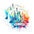 (2 Pack) New York Statue of Liberty Stickers - Watercolor NYC Skyline - Travel Souvenir Stickers - 5" On Longest Side - Sticks to Smooth Flat Surfaces - Made in USA - BMCS7036