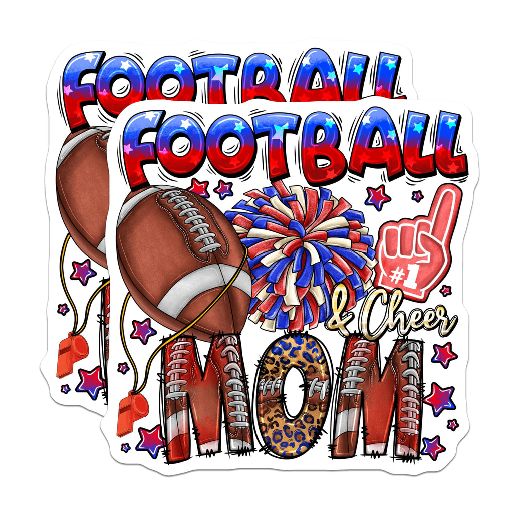 (2 Pack) Football Cheer Mom Magnets - Game Day Season Accessories - Sports Fan Spirit Display - 5 Inches On Longest Side - Thick Durable Magnet - Made in USA - MAG23605
