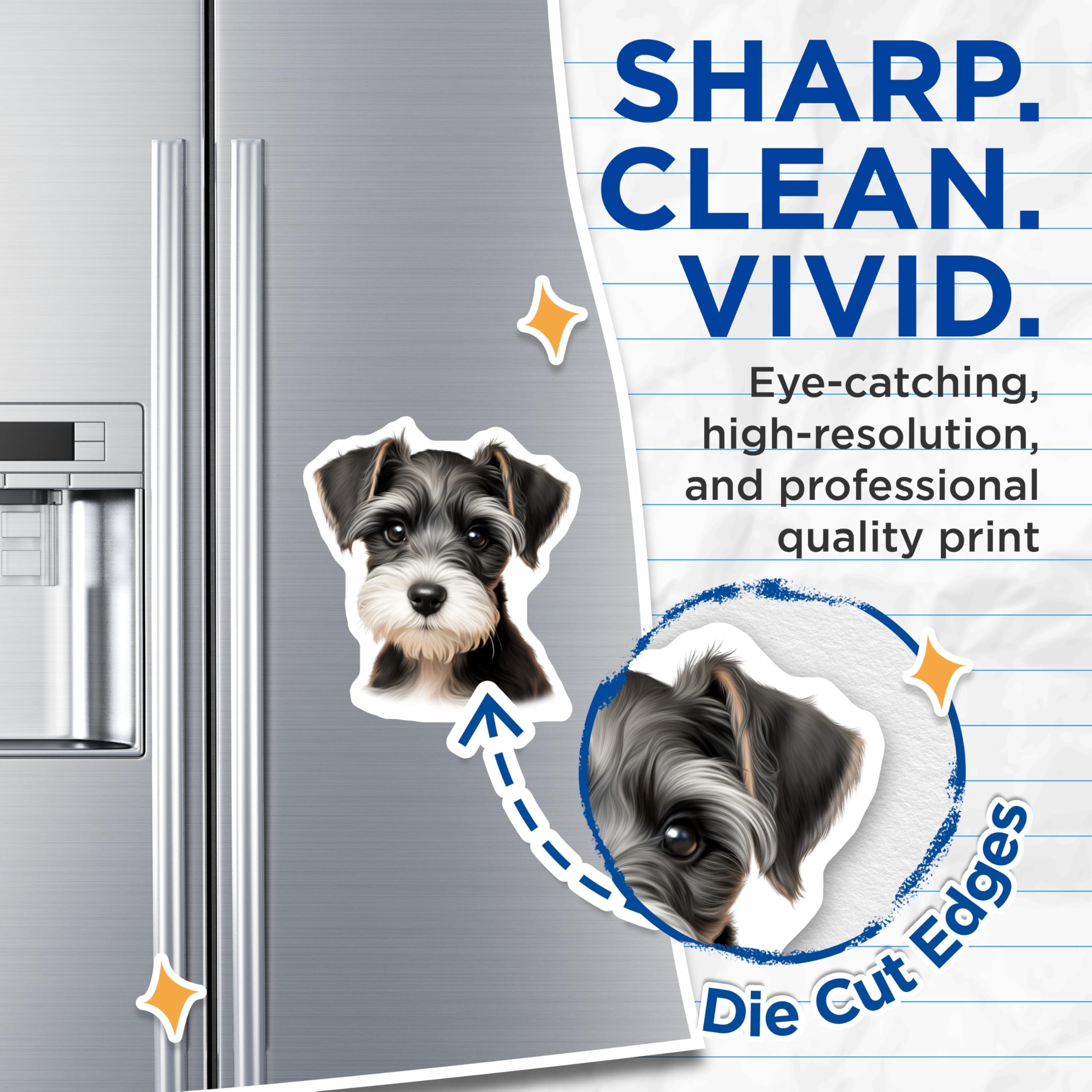 (2 Pack) Miniature Schnauzer Magnets - Cute Puppy Decor - Dog Lover Collectibles - 5 Inches On Longest Side - Thick Durable Magnet - Made in USA - MAG23721