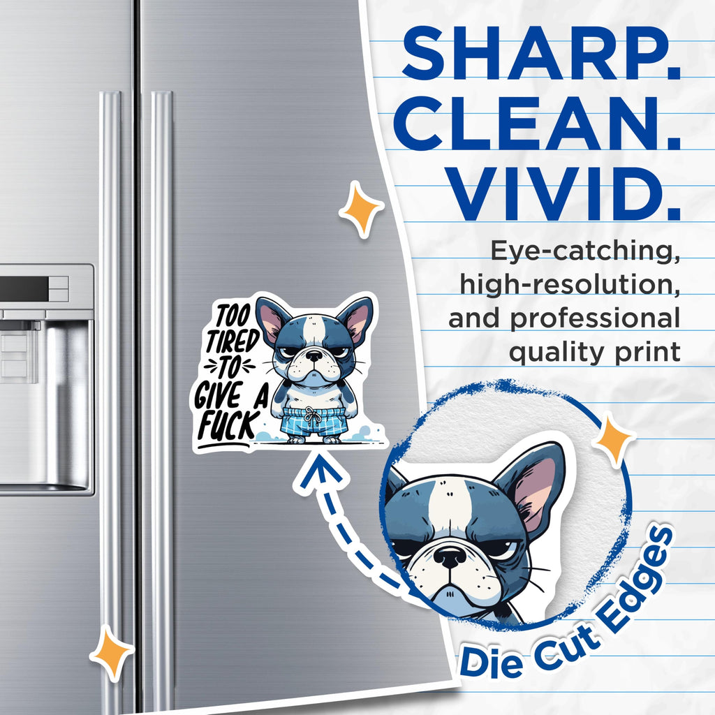 (2 Pack) Dog Magnets - Funny Bulldog Magnet - Grumpy Dog Refrigerator Magnets - 5" On Longest Side - Premium Magnet - for Cars, Refrigerators, Toolboxes, Lockers - Made in USA - MAG15294