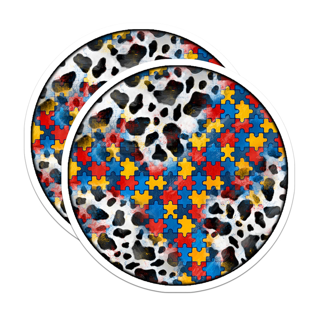 (2 Pack) Autism Awareness Puzzle Heart Magnets - Neurodiversity Support - Special Needs Advocate - 5 Inches On Longest Side - Thick Durable Magnet - Made in USA - MAG29818