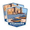 (2 Pack) Essaouira Travel Magnets - Moroccan Coastal City Souvenir - Fortified Port Decor - Azure Boats Art - 5 Inches On Longest Side - Thick Durable Magnet - Made in USA - MAG19648