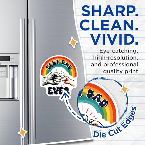 (2 Pack) Best Dad Ever Magnets - 5" On Longest Side - for Cars, Fridges, Toolboxes - Made in USA - MAG7479