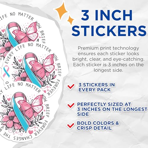 (3 Pack) Infant Loss Decals - Pregnancy Loss - Remembrance Decal - 3 Inches On Longest Side - Easy Peel & Apply - Made in USA - 3MCS4845