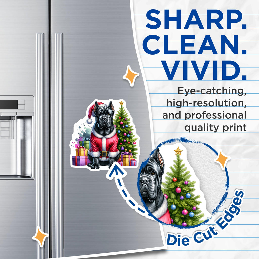 (2 Pack) Cane Corso Christmas Magnets - Santa Dog Holiday Decor - Dog Lover Refrigerator Accent - 5 Inches On Longest Side - Thick Durable Magnet - Made in USA - MAG30251