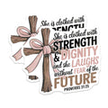 (2 Pack) She is Clothed with Strength Magnets - Proverbs 31:25 Magnets - Inspirational Quote Magnets - 5" On Longest Side - for Cars, Refrigerators, Toolboxes, Lockers - Made in USA BMCS3434