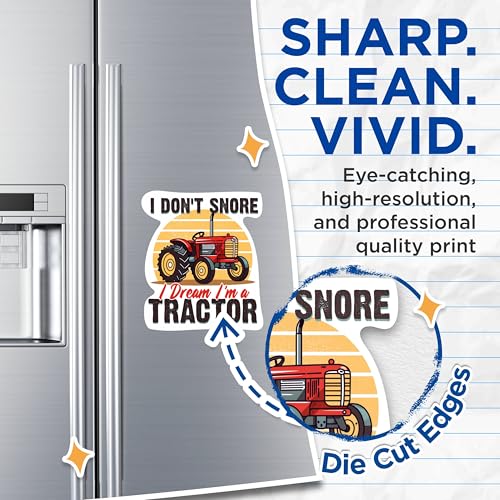 (2 Packs) I Don't Snore I Dream I'm A Tractor Magnets - Funny Farmer Loud Snorer Magnets - 5 Inches On Longest Side - Premium Magnet - for Fridges, Toolboxes, Cars - Made in USA - MAG2315