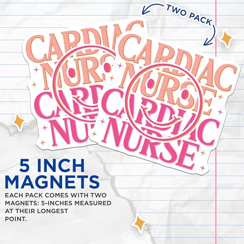 (2 Pack) Cardiac Nurse Magnets Magnets - Medical Staff Magnet - Healthcare Professional Magnet - 5" On Longest Side - Made in USA - Sticks to Refrigerators & Metal Surfaces - MAG9129