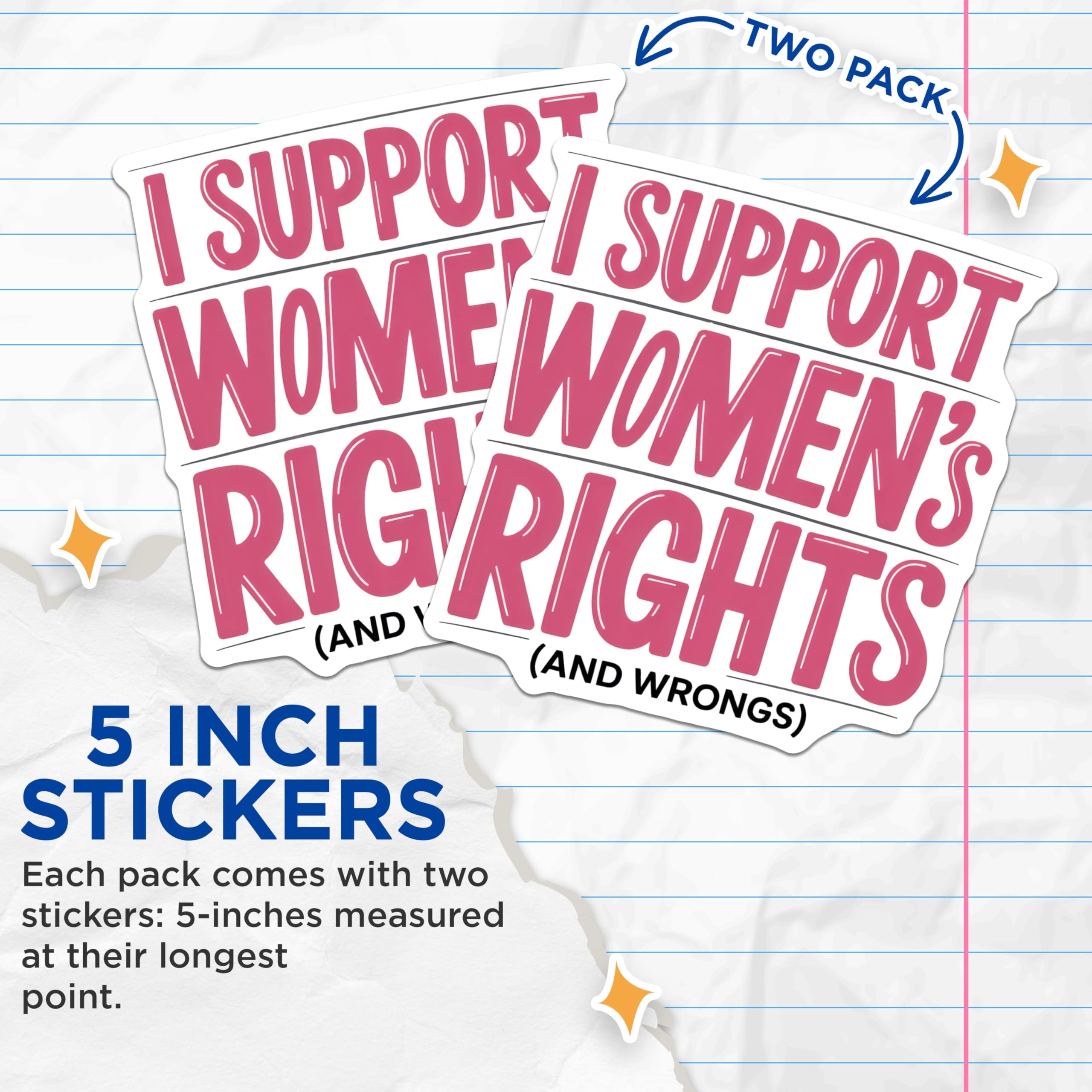 (2 Pack) Women's Rights Stickers - Feminist Stickers - Equality Decals - 5" On Longest Side - Sticks to Smooth Flat Surfaces - Made in USA - BMCS14932