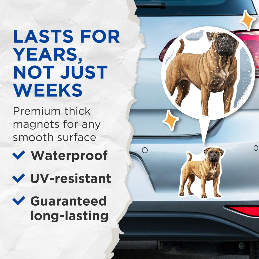 (2 Pack) Bullmastiff Dog Magnets - Breed Specific Art - Pet Lover Refrigerator Decor - Canine Home Accessory - 5 Inches On Longest Side - Thick Durable Magnet - Made in USA - MAG29274
