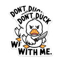 (2 Pack) Angry Duck Stickers - Funny Animal Meme - Sarcastic Quote - 5" On Longest Side - Sticks to Smooth Flat Surfaces - Made in USA - BMCS9539