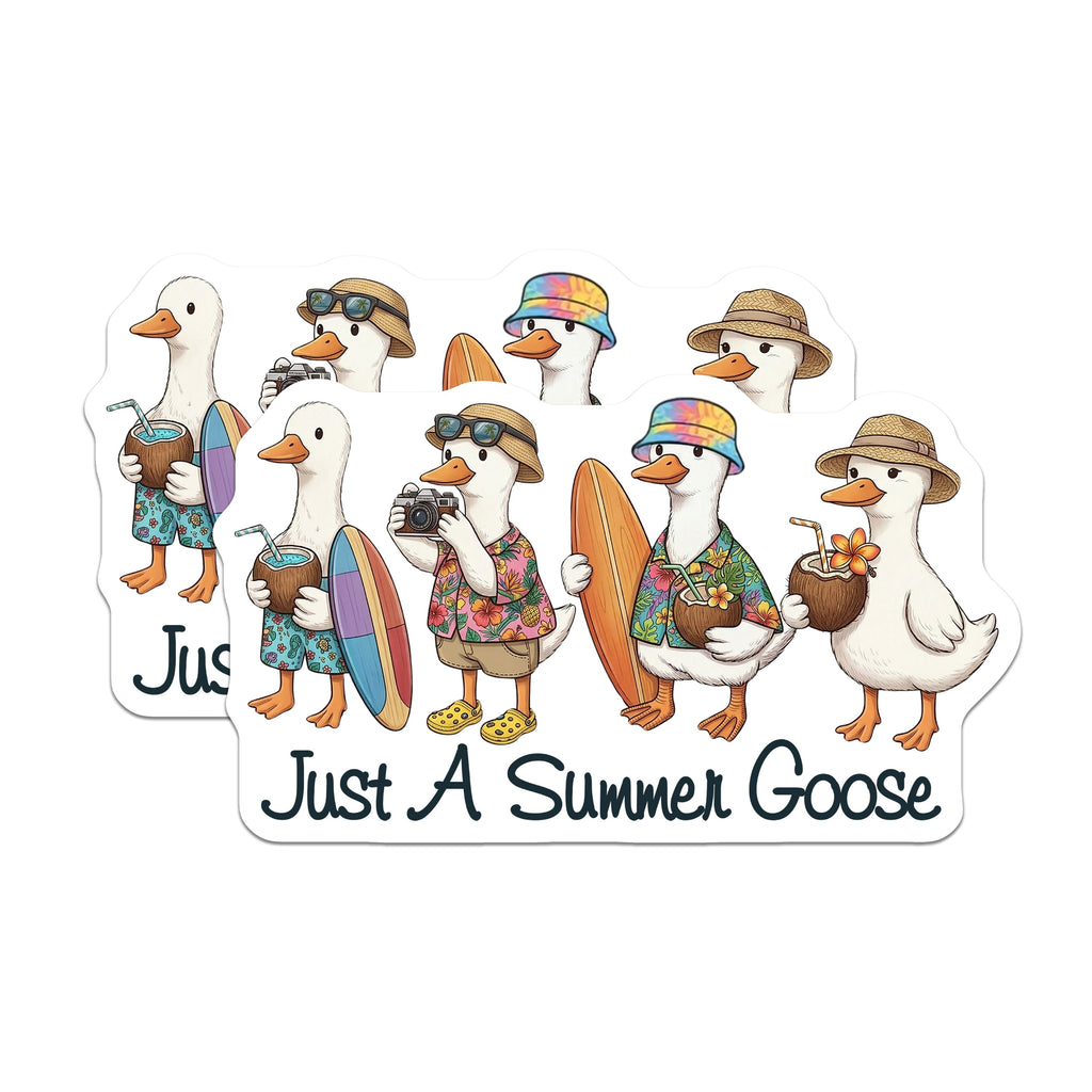 (2 Pack) Cute Summer Goose Magnets - Beach Vacation Refrigerator Decor - Tropical Animal Kitchen Accessory Set - 5 Inches On Longest Side - Thick Durable Magnet - Made in USA - MAG37074