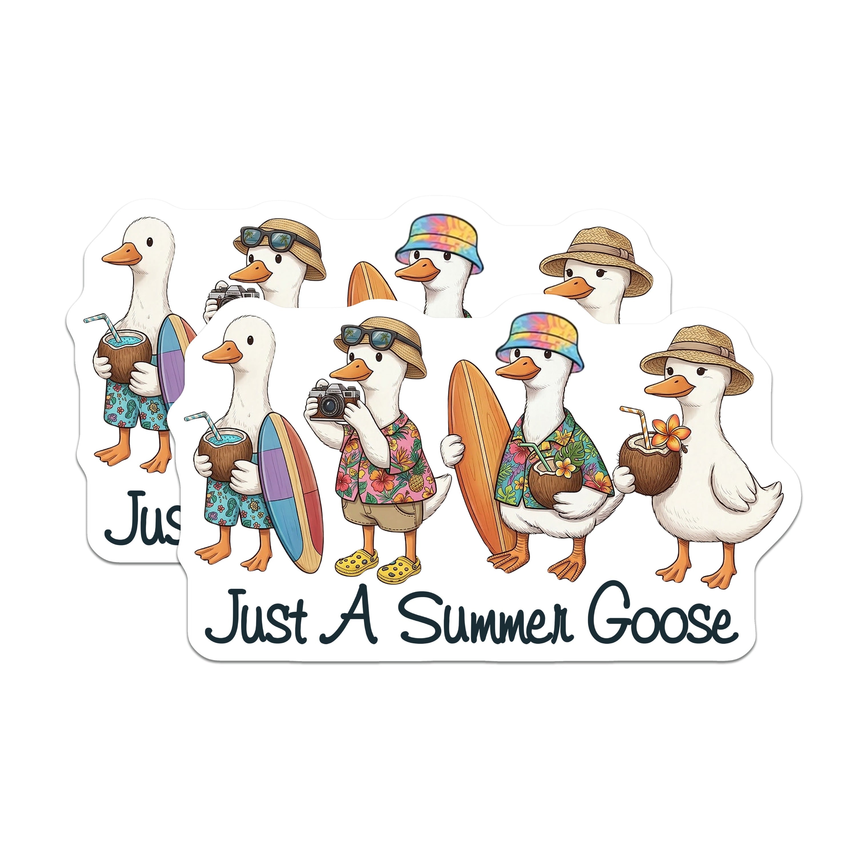(2 Pack) Cute Summer Goose Magnets - Beach Vacation Refrigerator Decor - Tropical Animal Kitchen Accessory Set - 5 Inches On Longest Side - Thick Durable Magnet - Made in USA - MAG37074