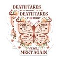 (2 Pack) Death Takes The Body Stickers - My Heart Keeps The Love - We Will Meet Again - 5" On Longest Side - Sticks to Smooth Flat Surfaces - Made in USA - BMCS6138