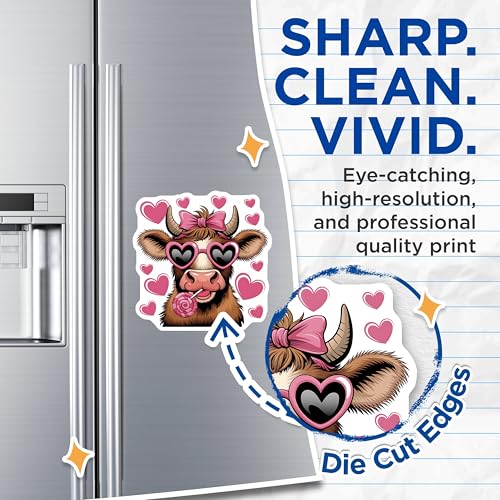 (2 Pack) Cow Lover Magnets - Cute Cow Magnets - Fun Animal Magnets for Fridge Locker - 5" On Longest Side - for Cars, Refrigerators, Toolboxes, Lockers - Made in USA MAG3604