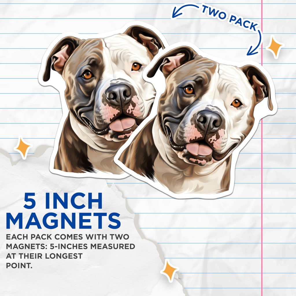 (2 Pack) American Bulldog Magnets - Pitbull Dog Mom Decor - Pet Lover Refrigerator Locker Magnets - 5 Inches On Longest Side - Thick Durable Magnet - Made in USA - MAG30584