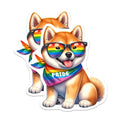 (2 Pack) Cute Dog Pride Stickers - Shiba Inu Stickers - Rainbow Pride - LGBTQ Dog Stickers - 5" On Longest Side - Sticks to Smooth Flat Surfaces - Made in USA - BMCS6865
