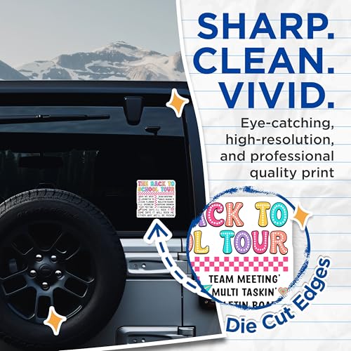 (2 Pack) The Back to School Tour Stickers - 5" On Longest Side - Sticks to Smooth Flat Surfaces - Made in USA - BMCS9109 - BMCS9109